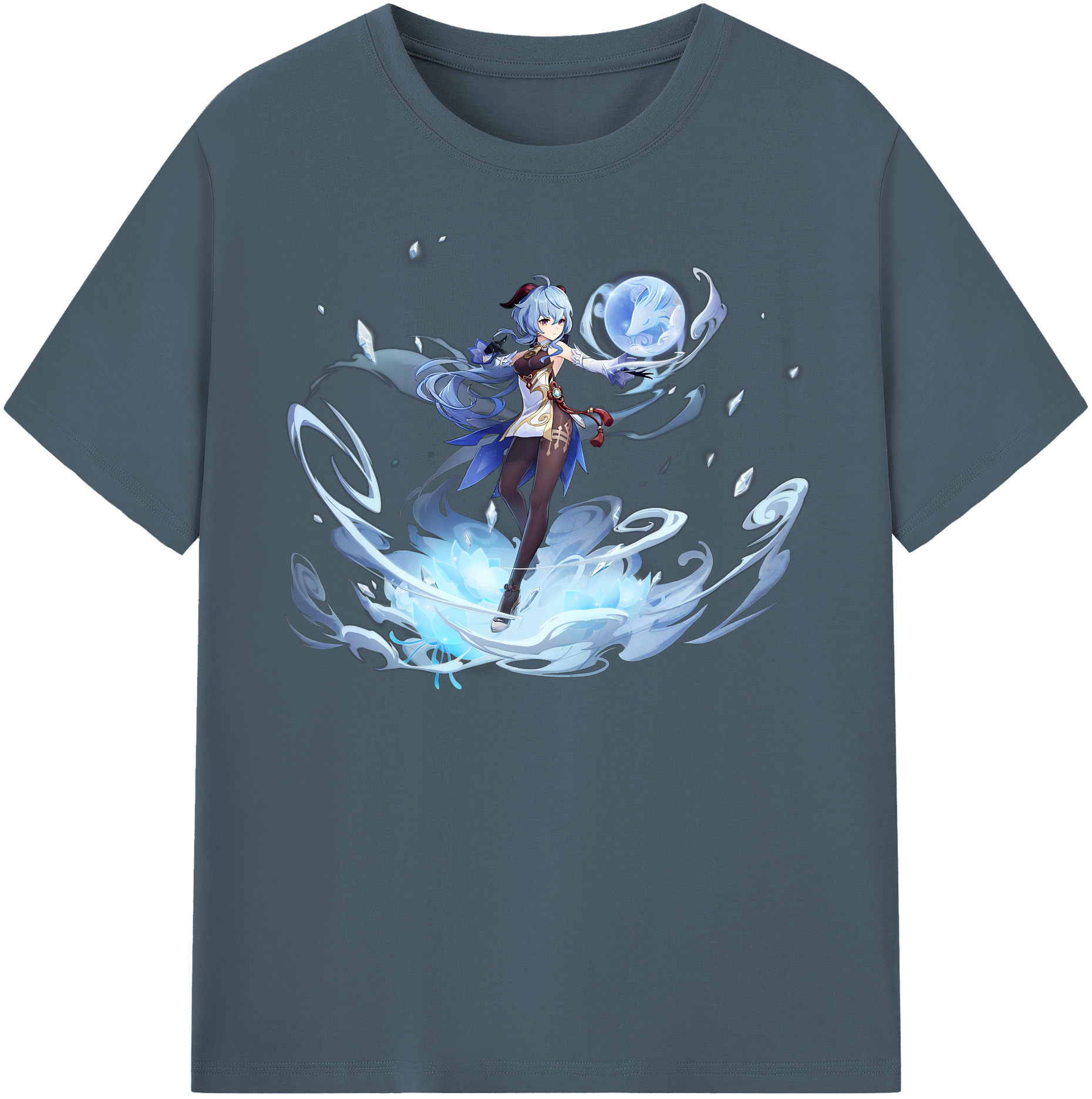 げんし神 甘雨 かんう genshin Ganyu 綿100％半袖Tシャツ（フロントプリント）